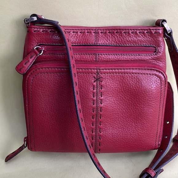 Vintage burgundy/silver Brighton pebbled leather crossbody bag - Picture 10 of 16